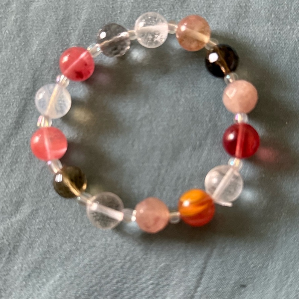 Stretch Bracelets with Strawberry Quartz beads